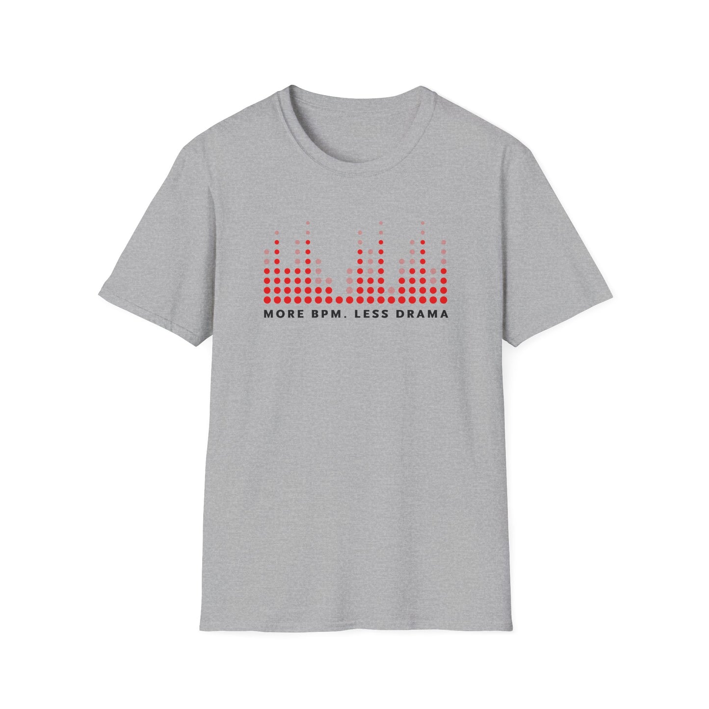 Vibrant Music Vibe T-Shirt - More BPM Less Drama, Unisex Softstyle Tee, Music Lover Gift, Casual Wear, Festival Clothing, Graphic Tee