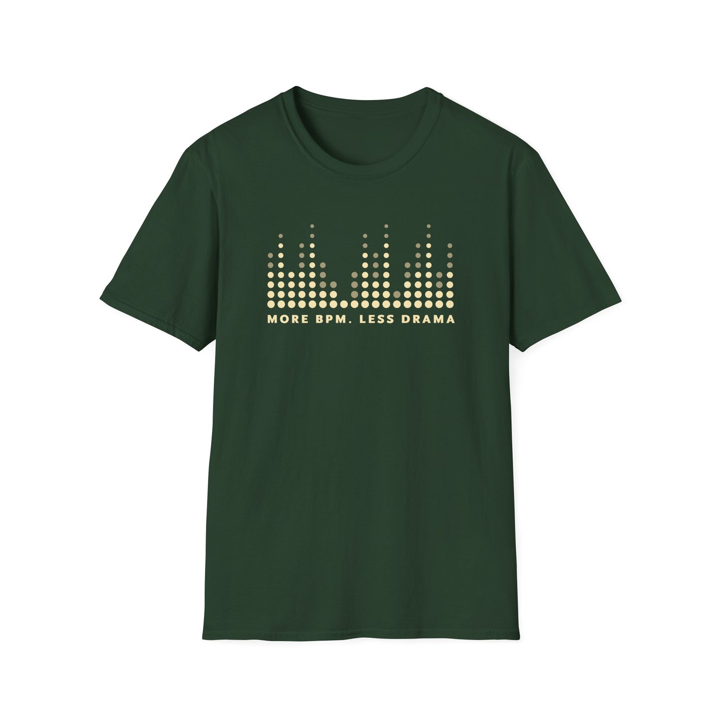 Vibrant Music Vibe T-Shirt - More BPM Less Drama, Unisex Softstyle Tee, Music Lover Gift, Casual Wear, Festival Clothing, Graphic Tee