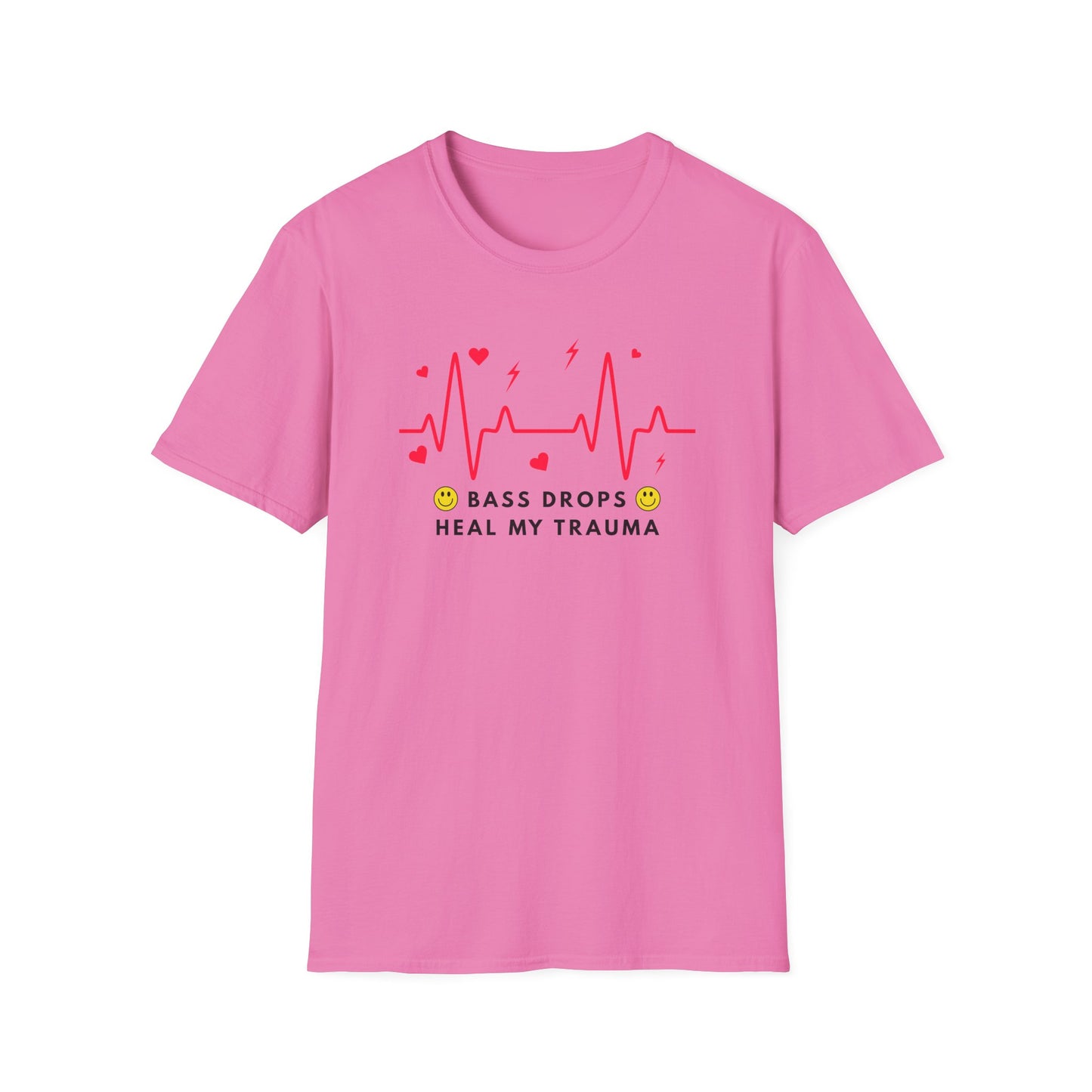 Bass Drops Heal My Trauma Unisex T-Shirt, Music Lover Gift, Self-Care Tee, Fun Graphic Tee, Inspirational Apparel