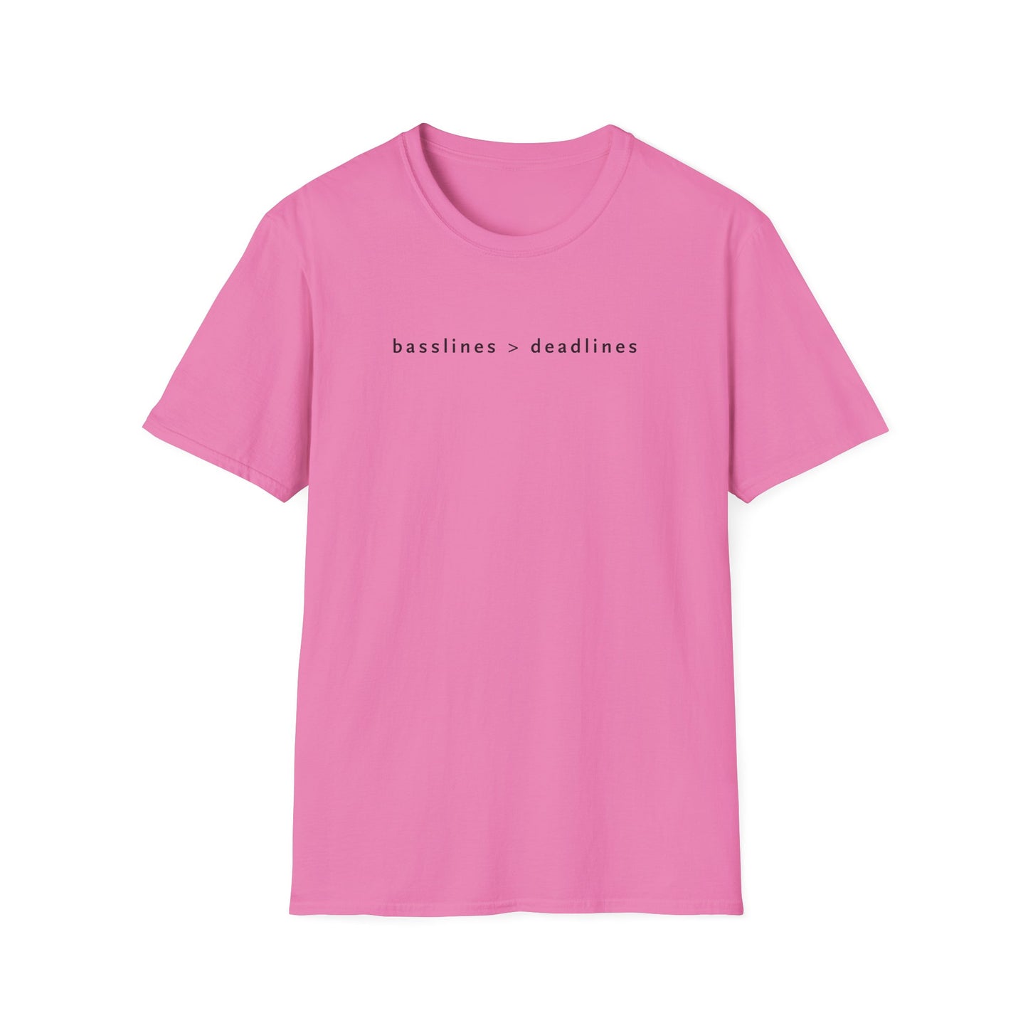 Basslines > Deadlines T-Shirt - Softstyle Graphic Tee, Casual Wear, Gift for Him/Her, Inspirational Apparel, Comfortable Daily Wear
