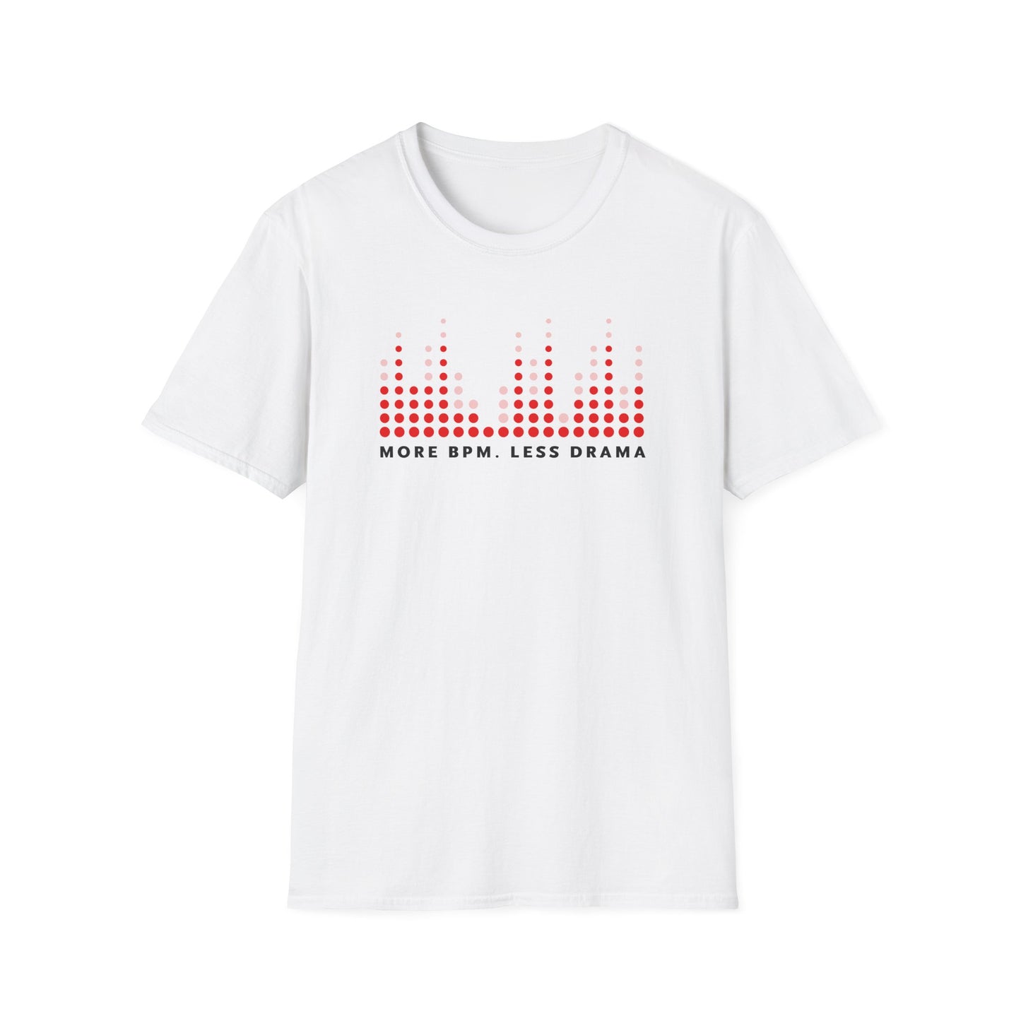 Vibrant Music Vibe T-Shirt - More BPM Less Drama, Unisex Softstyle Tee, Music Lover Gift, Casual Wear, Festival Clothing, Graphic Tee
