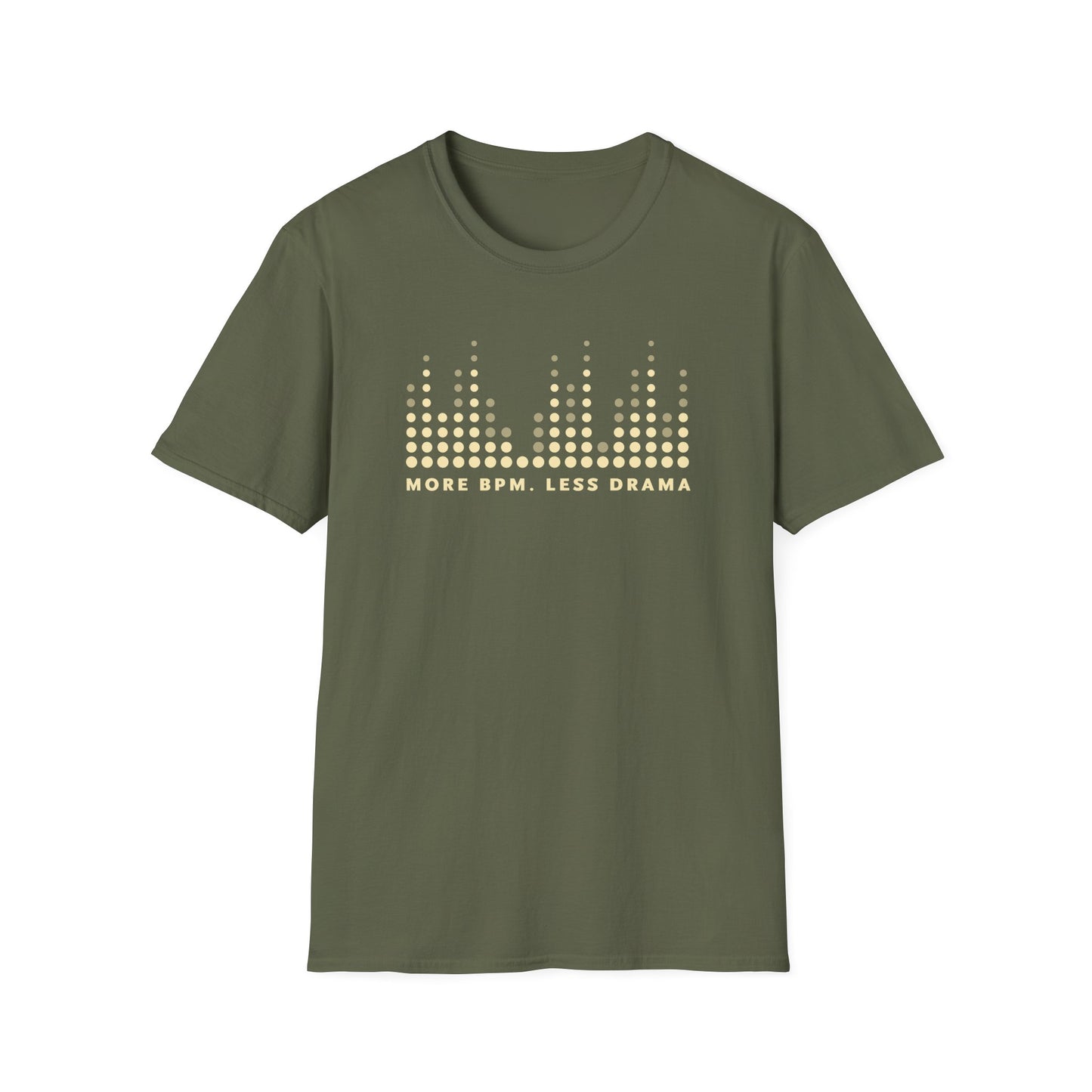 Vibrant Music Vibe T-Shirt - More BPM Less Drama, Unisex Softstyle Tee, Music Lover Gift, Casual Wear, Festival Clothing, Graphic Tee