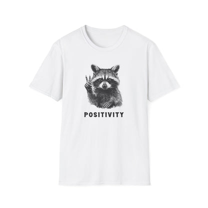 Positive Vibes Raccoon T-Shirt, Unisex Softstyle Tee, Inspirational Gift, Casual Outfit, Animal Lover Apparel