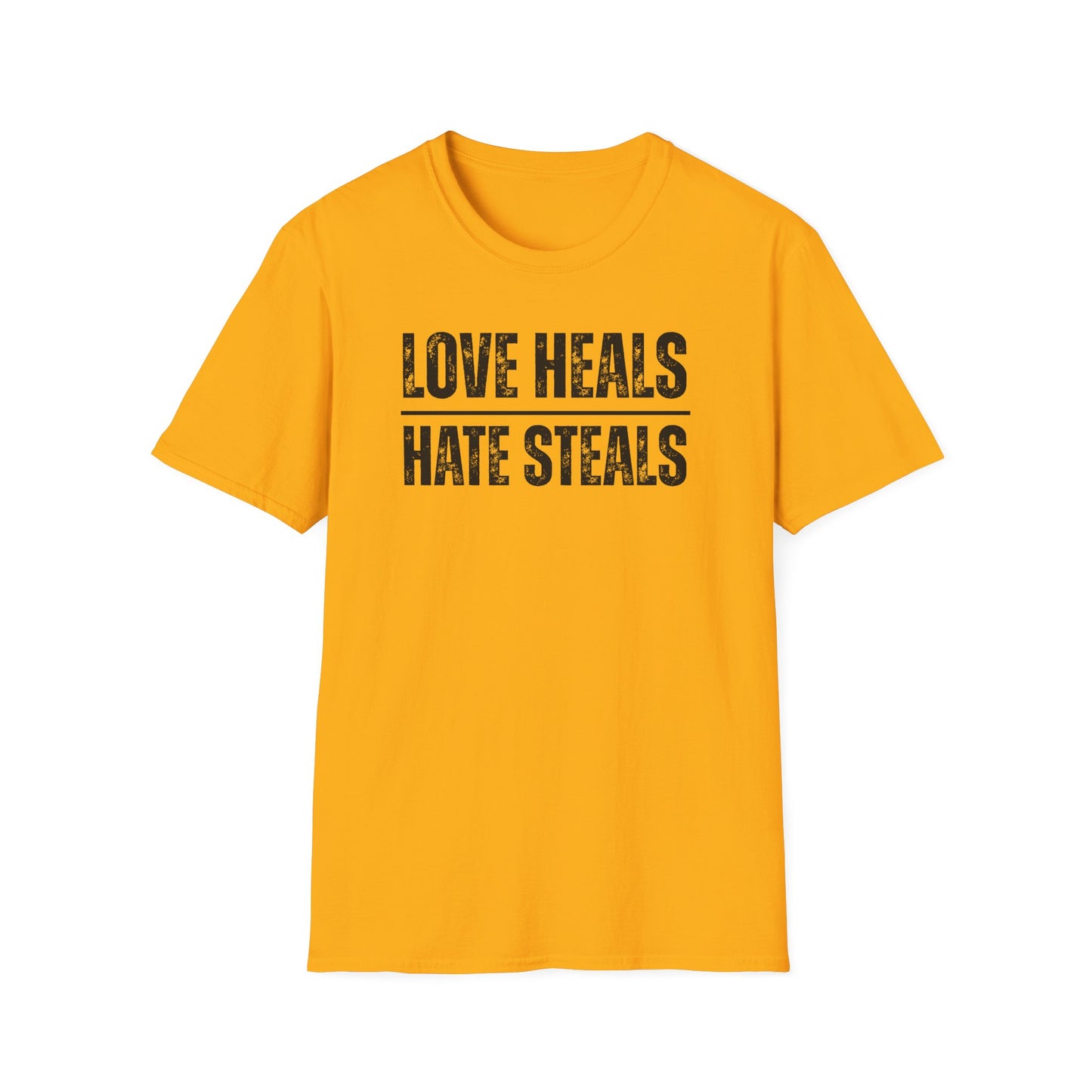 Unisex Softstyle T-Shirt with 'Love Heals, Hate Steals' Design - Inspirational Gift, Casual Wear, Positive Message, Everyday Tee, [...]