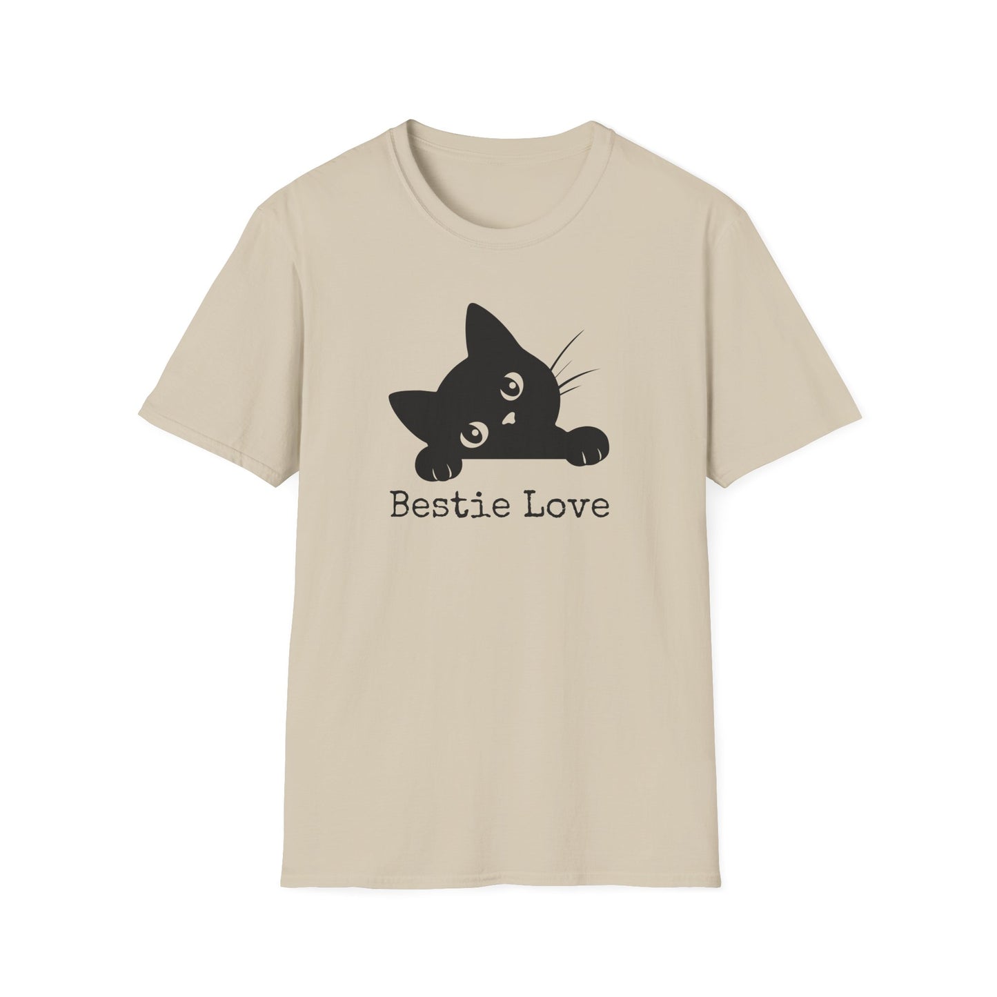 Cute Cat Bestie Love Unisex T-Shirt, Gift for Cat Lovers, Friend's Birthday, Casual Wear, Animal Lover Tee