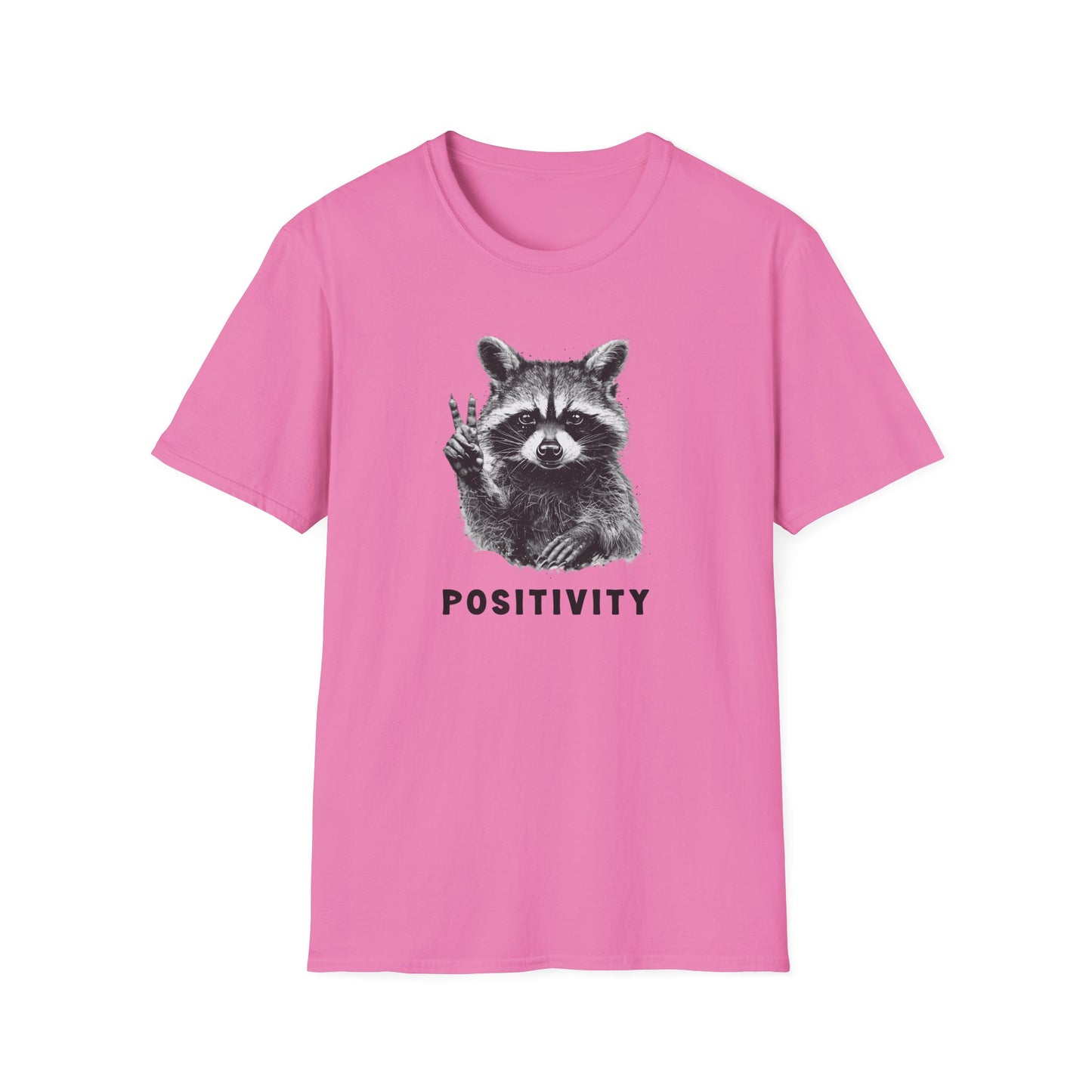 Positive Vibes Raccoon T-Shirt, Unisex Softstyle Tee, Inspirational Gift, Casual Outfit, Animal Lover Apparel
