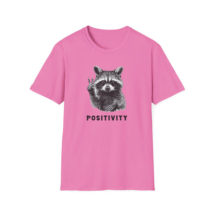 Positive Vibes Raccoon T-Shirt, Unisex Softstyle Tee, Inspirational Gift, Casual Outfit, Animal Lover Apparel