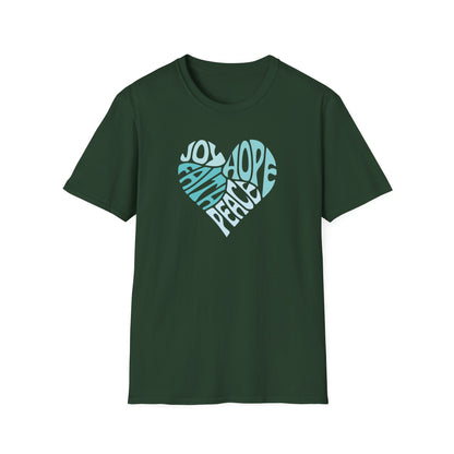 Joy, Hope, Faith, Peace Heart  T-Shirt
