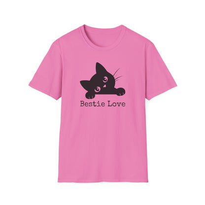 Cute Cat Bestie Love Unisex T-Shirt, Gift for Cat Lovers, Friend's Birthday, Casual Wear, Animal Lover Tee
