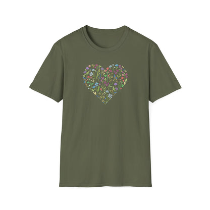 Wildflower Floral Love Heart T-Shirt