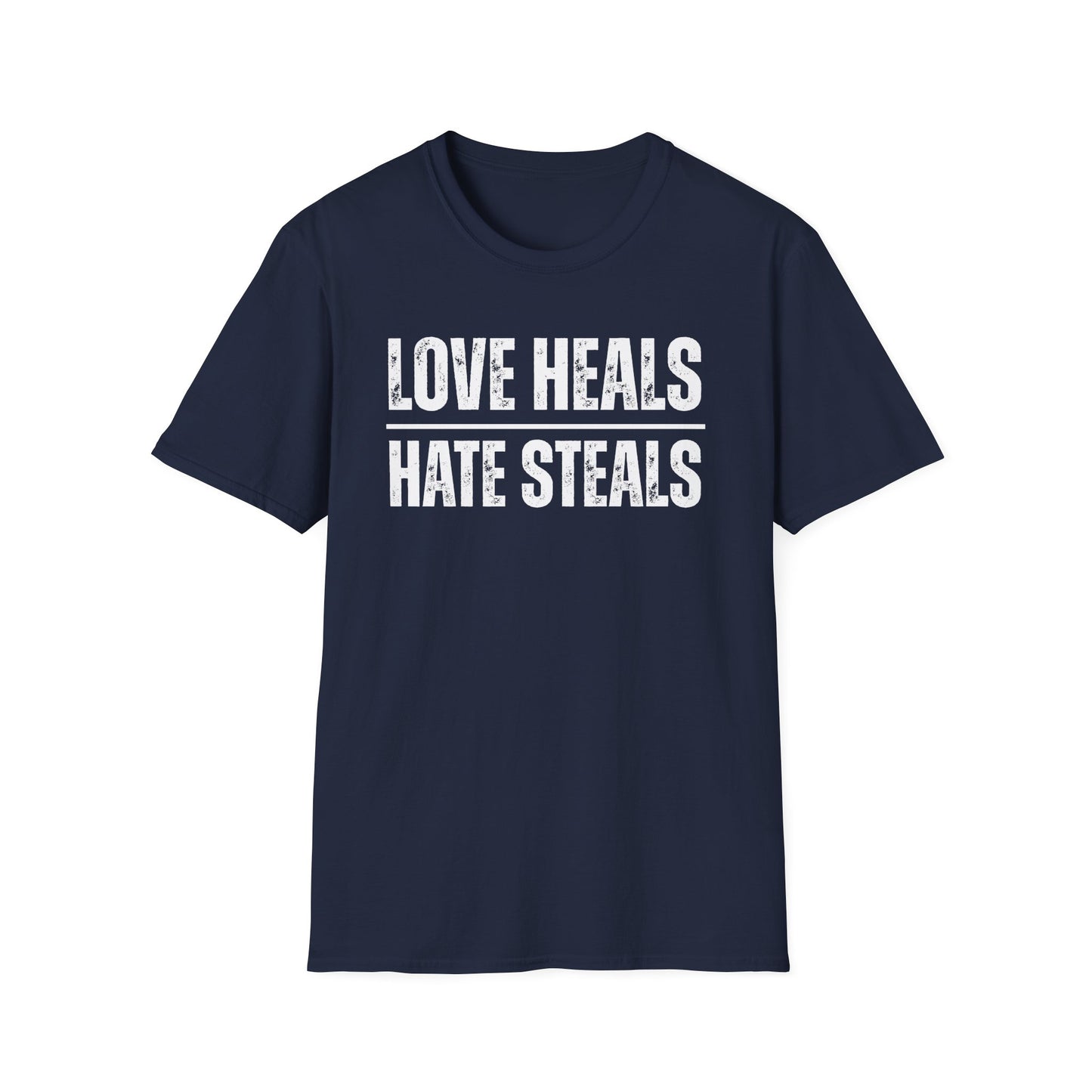 Unisex Softstyle T-Shirt with 'Love Heals, Hate Steals' Design - Inspirational Gift, Casual Wear, Positive Message, Everyday Tee, [...]
