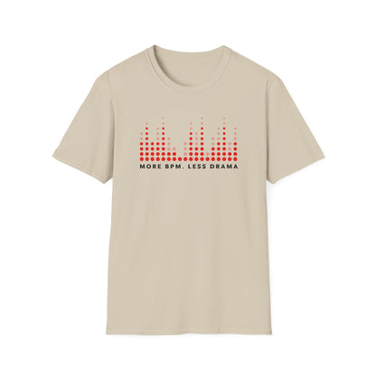 Vibrant Music Vibe T-Shirt - More BPM Less Drama, Unisex Softstyle Tee, Music Lover Gift, Casual Wear, Festival Clothing, Graphic Tee