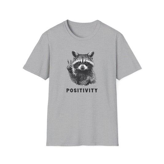 Positive Vibes Raccoon T-Shirt, Unisex Softstyle Tee, Inspirational Gift, Casual Outfit, Animal Lover Apparel