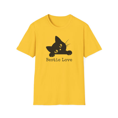 Cute Cat Bestie Love Unisex T-Shirt, Gift for Cat Lovers, Friend's Birthday, Casual Wear, Animal Lover Tee