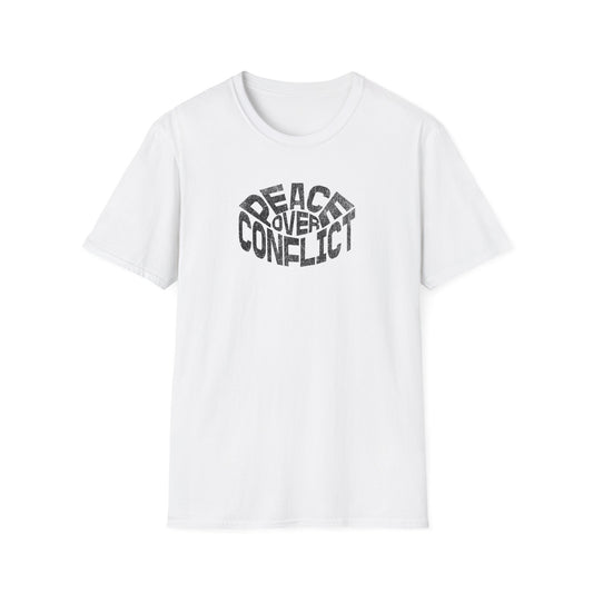 Peace Over Conflict Unisex T-Shirt, Motivational Tee, Casual Wear, Gift for Peace Advocates, Inspirational Apparel