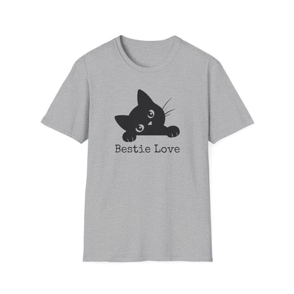 Cute Cat Bestie Love Unisex T-Shirt, Gift for Cat Lovers, Friend's Birthday, Casual Wear, Animal Lover Tee