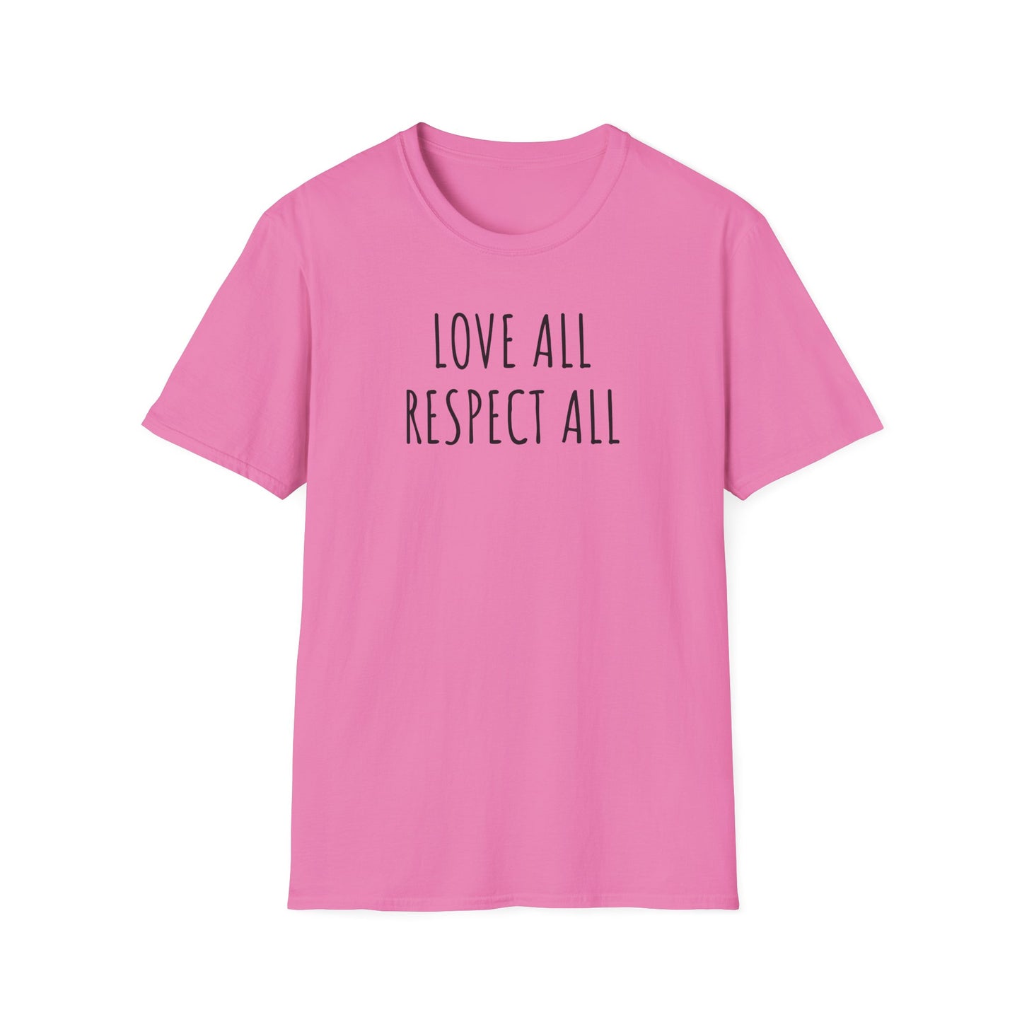 Love All Respect All Tee, Softstyle T-Shirt with Inspirational Quote,  Casual Wear, Gift for Friends, Positive Vibes Shirt