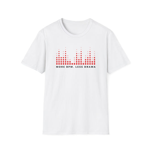 Vibrant Music Vibe T-Shirt - More BPM Less Drama, Unisex Softstyle Tee, Music Lover Gift, Casual Wear, Festival Clothing, Graphic Tee