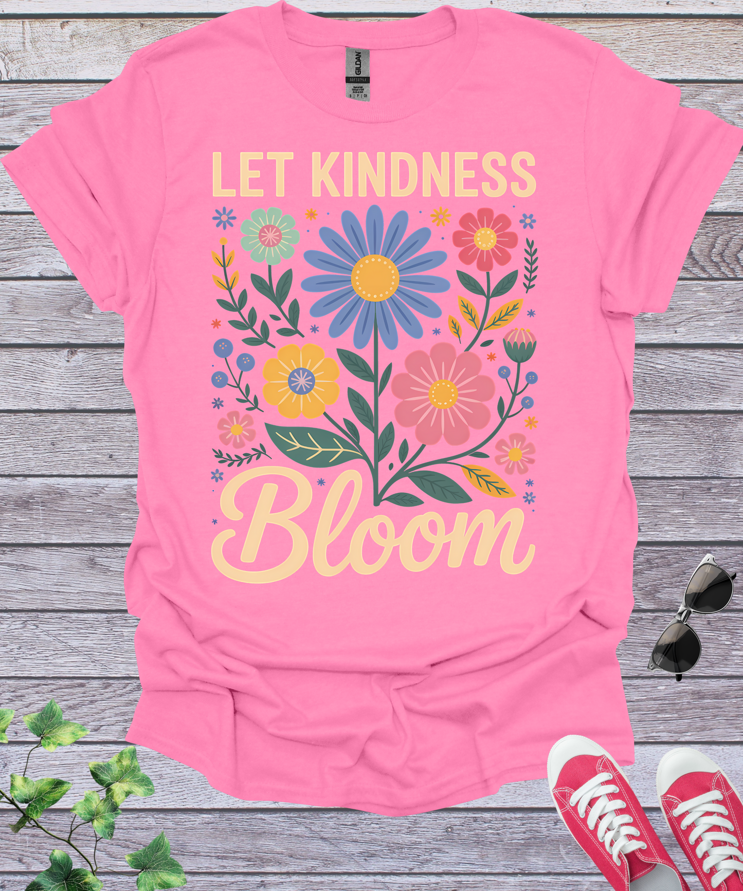 Let Kindness Bloom Big Flowers T-Shirt