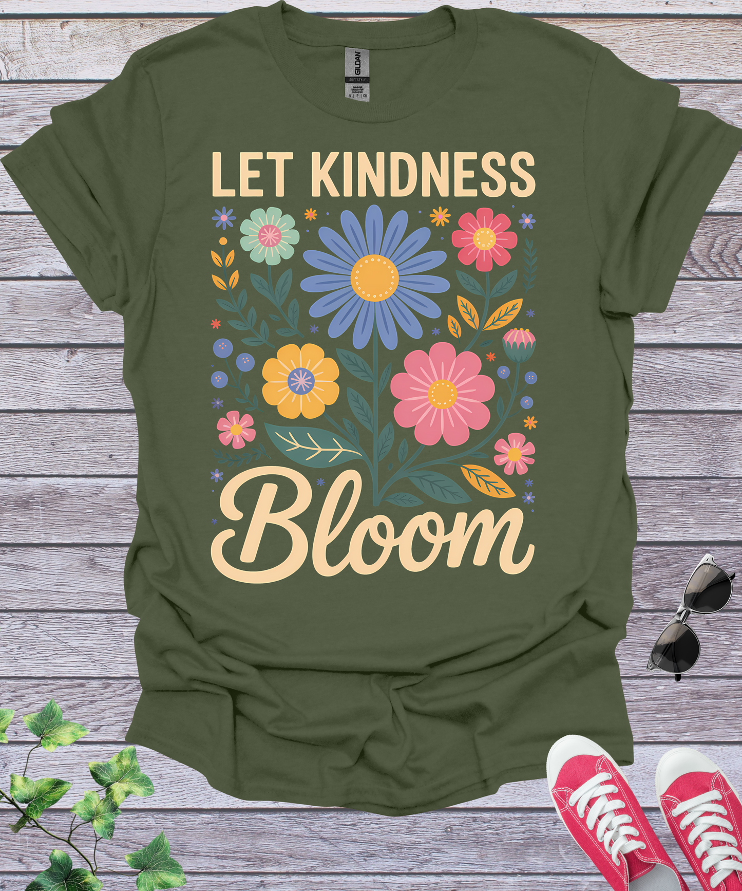 Let Kindness Bloom Big Flowers T-Shirt