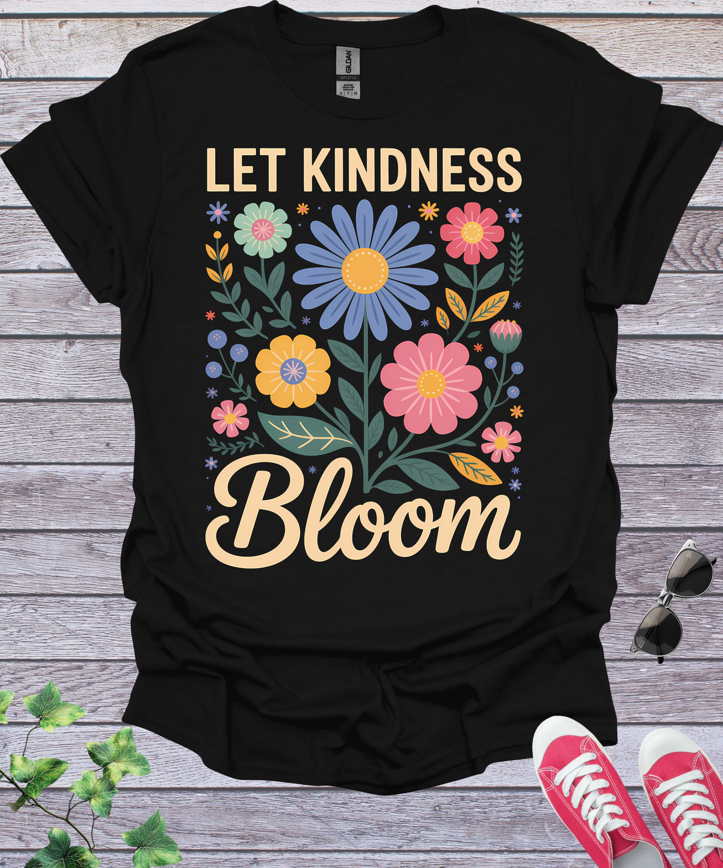 Let Kindness Bloom Big Flowers T-Shirt