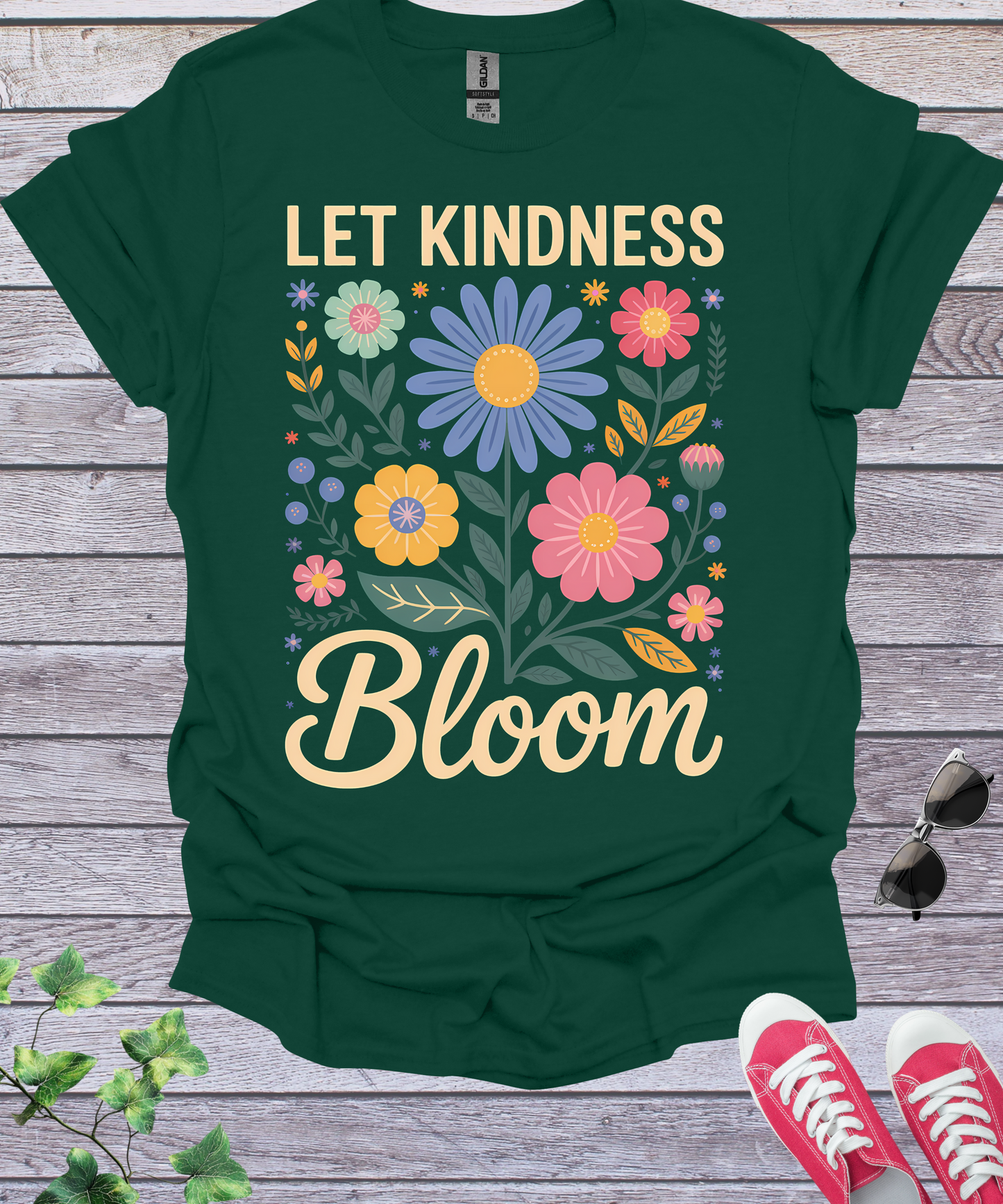 Let Kindness Bloom Big Flowers T-Shirt