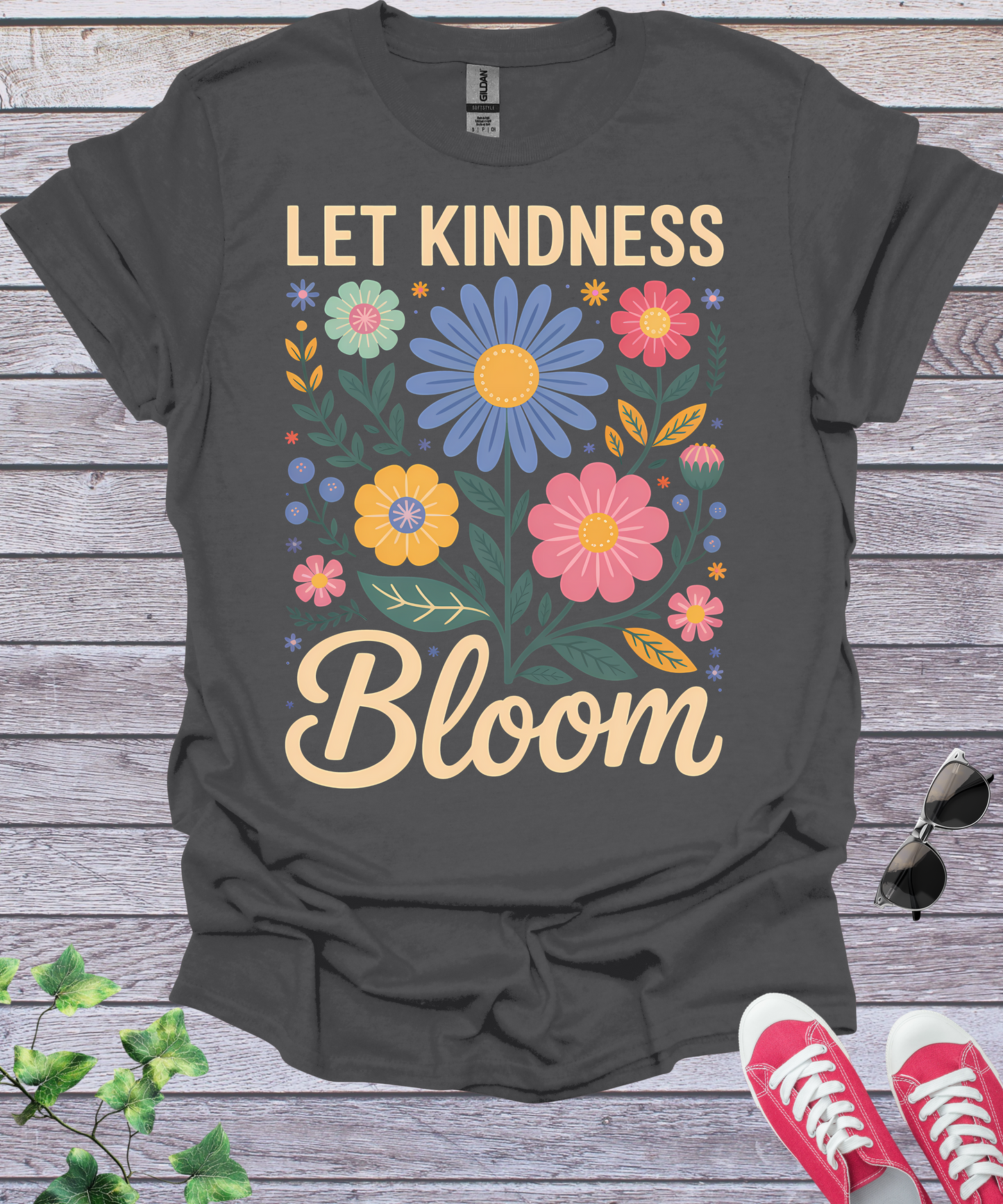 Let Kindness Bloom Big Flowers T-Shirt