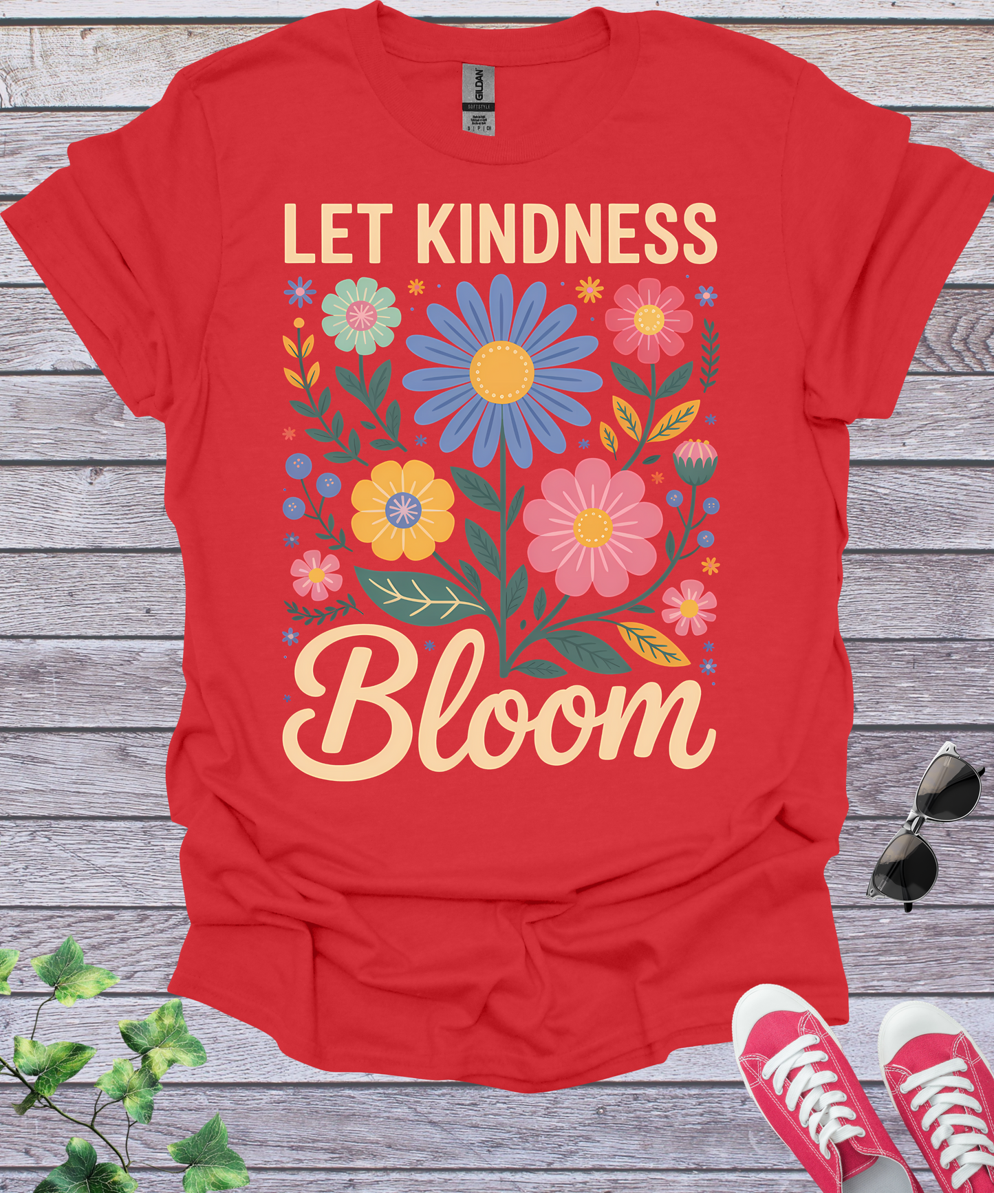 Let Kindness Bloom Big Flowers T-Shirt