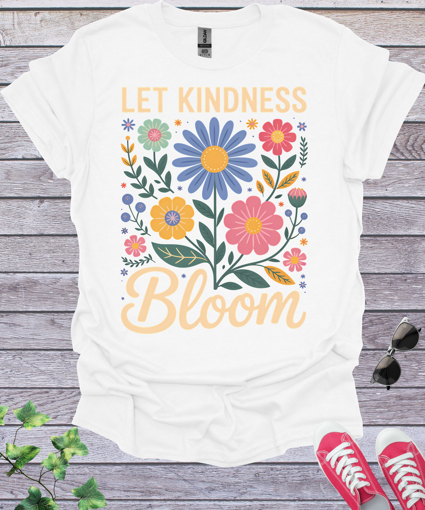 Let Kindness Bloom Big Flowers T-Shirt